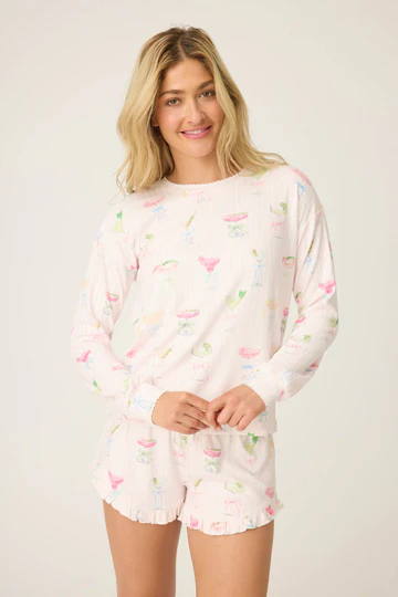 The Pretty Punch Cocktail Print Long Sleeve Top