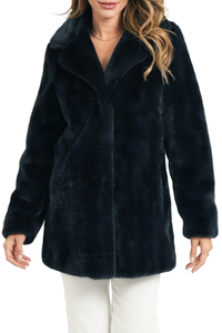 The Ella Faux Fur Coat - Midnight