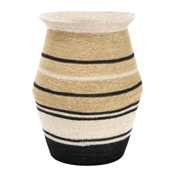 The Seagrass Basket - White Stripes