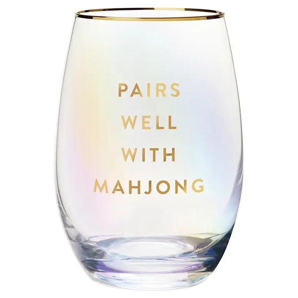 The Gold Foil Stemless Wine Glass - Pairs Well with Mahjong