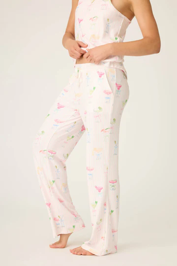 The Pretty Punch Cocktail Print Open Leg Pants