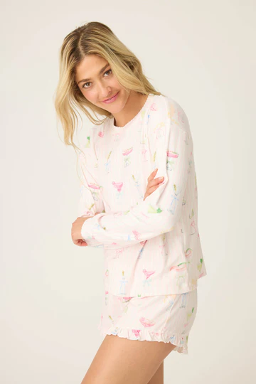 The Pretty Punch Cocktail Print Long Sleeve Top
