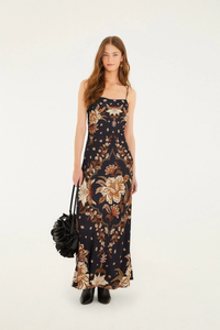 The Black Majestic Garden Viscose Slip Maxi Dress