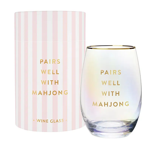 The Gold Foil Stemless Wine Glass - Pairs Well with Mahjong