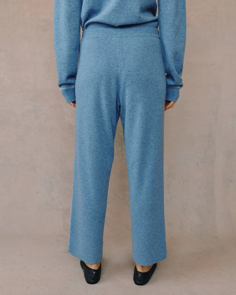 The Whip Stitch Straight Leg Pant - Heather Blue