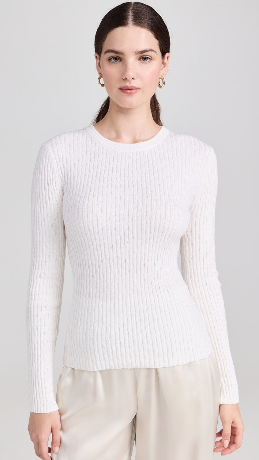 The Cashmere Cotton Pointelle L/S Crew