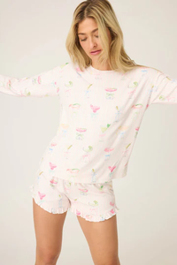 The Pretty Punch Cocktail Print Long Sleeve Top