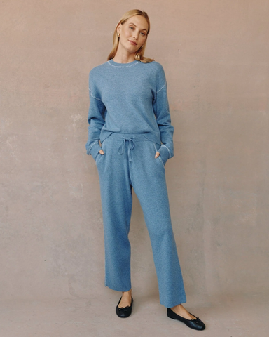 The Whip Stitch Straight Leg Pant - Heather Blue