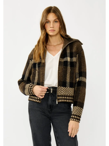 The Priscilla Plaid Knit Zip Jacket