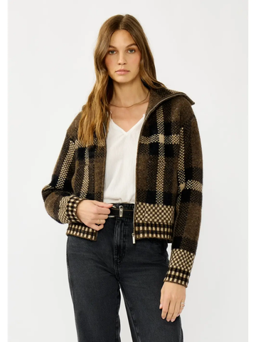 The Priscilla Plaid Knit Zip Jacket
