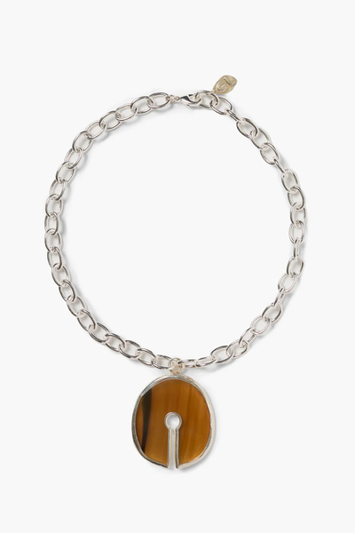 The Padlock Necklace Brown Horn