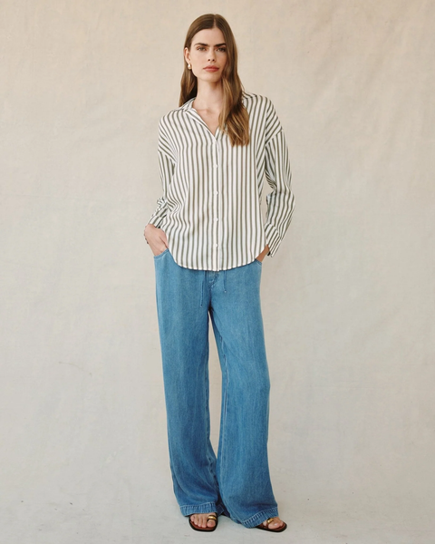 The Stripe Oversized Button Down - Fernwood Stripe