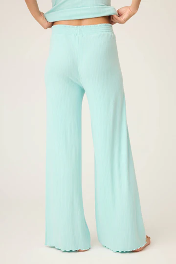 The Pointelle Essentials Solid Mint Open Leg Pant