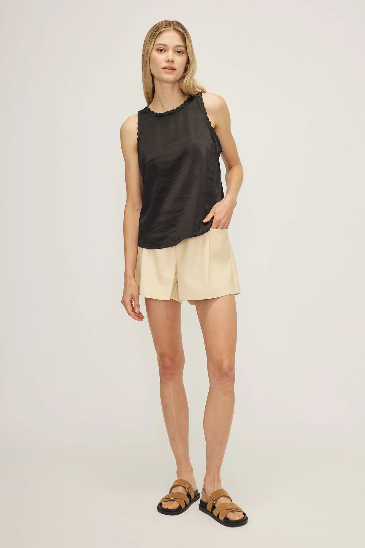 The Kelsi Crochet Trim Tank