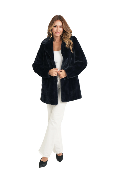 The Ella Faux Fur Coat - Midnight