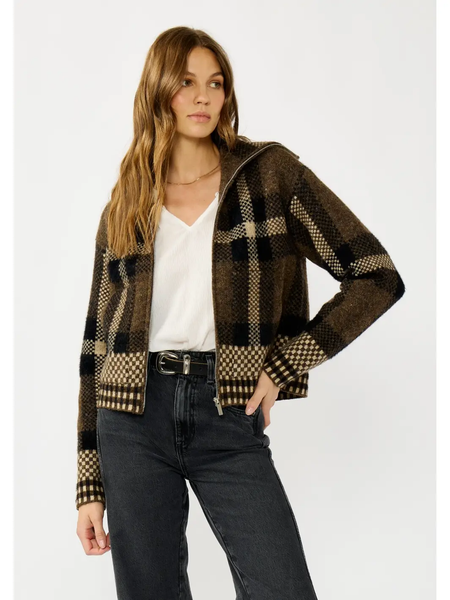 The Priscilla Plaid Knit Zip Jacket