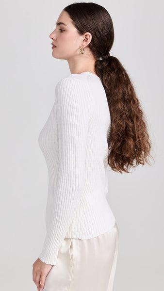 The Cashmere Cotton Pointelle L/S Crew