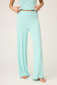 The Pointelle Essentials Solid Mint Open Leg Pant