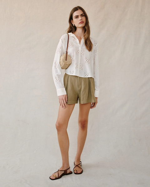 The Eyelet Embroidery Button Down - Soft Ivory