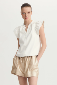 The Venora Vegan Leather Top Off White