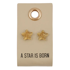 The Leather Tag Earrings - Stars