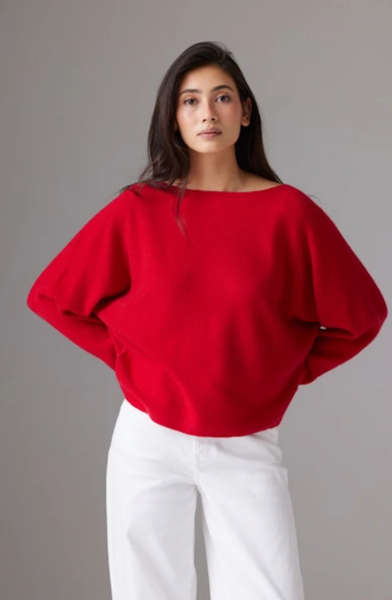 The Yangon Cashmere Boat Neck - Cherry