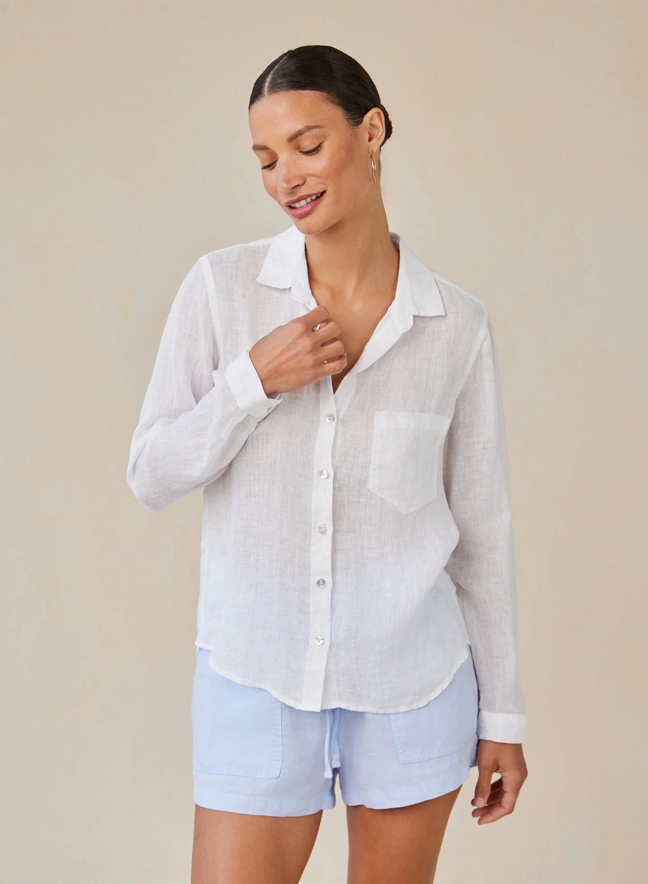 The Linen Pocket Button Down - White