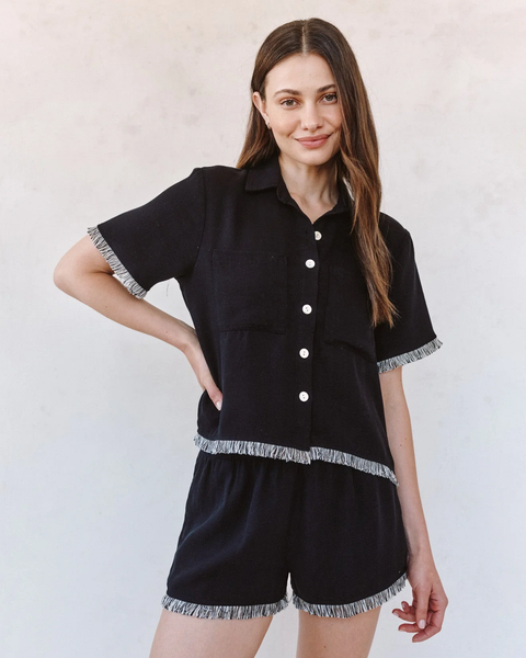 The Short Sleeve Fray Trim Shirt