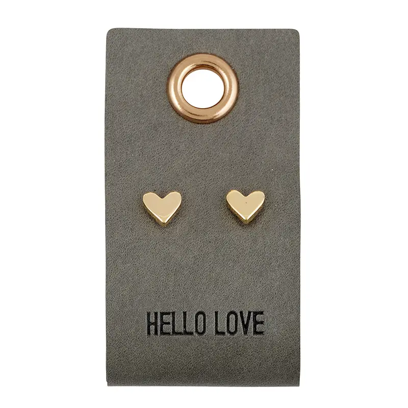 The Leather Tag Earrings - Heart
