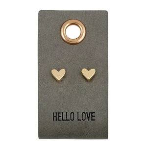The Leather Tag Earrings - Heart