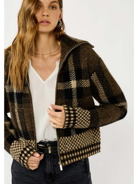 The Priscilla Plaid Knit Zip Jacket