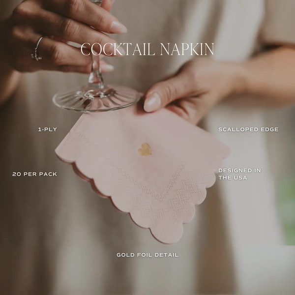 The *New* Pink w/ Gold Foil Heart Cocktail Napkins
