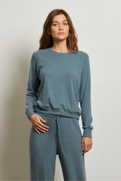 The Cooper Brushed Raglan Waffle Crew