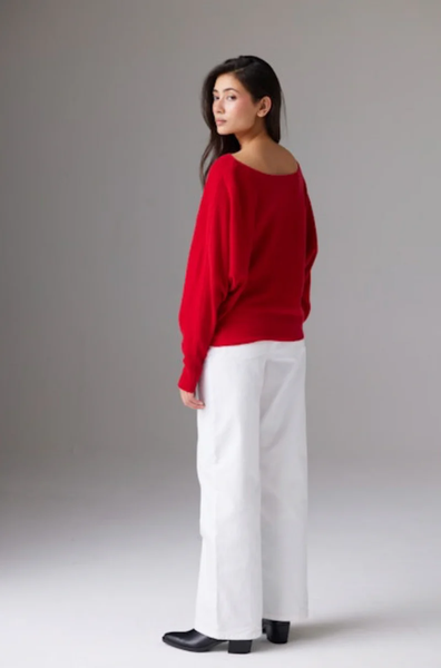 The Yangon Cashmere Boat Neck - Cherry