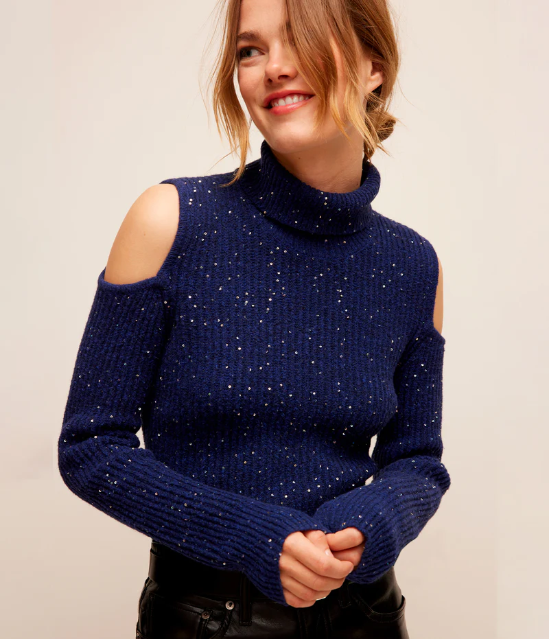 The Elisabeth Cold Shoulder Sequin Sweater ROTHSCHILDS