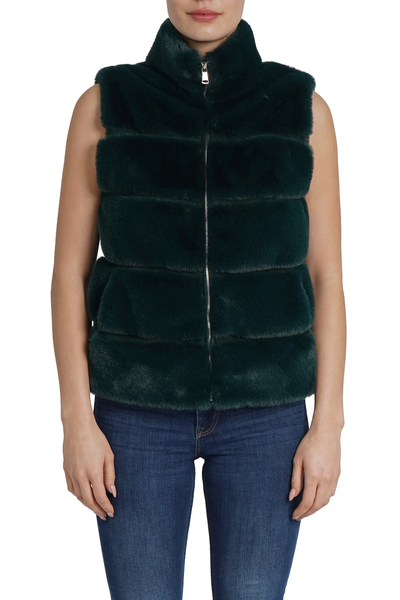 The Vince Faux Fur Vest -Emerald