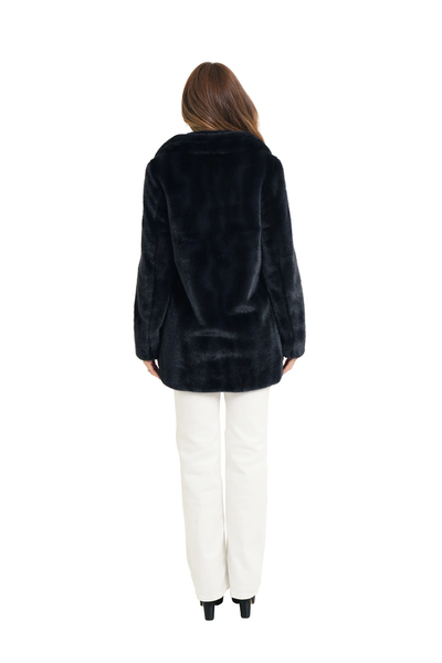 The Ella Faux Fur Coat - Midnight
