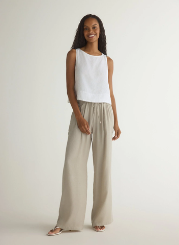 The Wide Leg Drawstring Pant - Foggy Coast