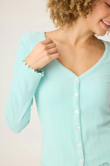 The Pointelle Essentials Solid Mint Cardigan