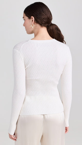 The Cashmere Cotton Pointelle L/S Crew