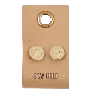 The Leather Tag Earrings - Gold Circle
