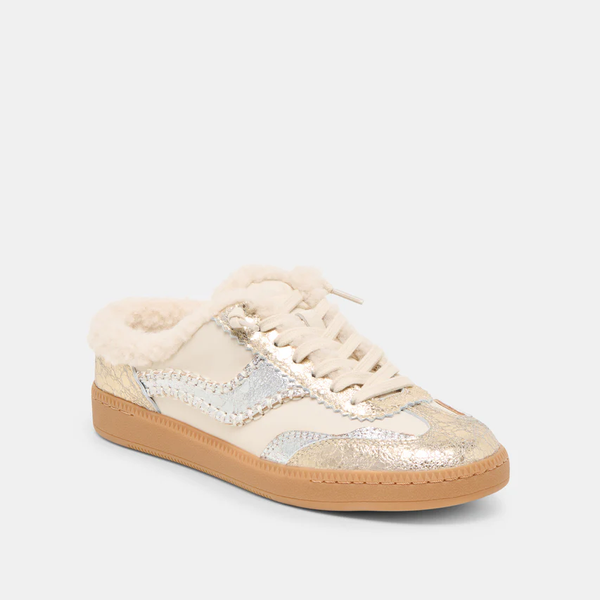 The Notice Slide Plush Silver Gold Crackled Leather - BLACK FRIDAY SPECIAL!🖤✨ LIMITED TIME ONLY!