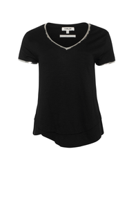 The Ava Foil V Neck Mock Layer Tee