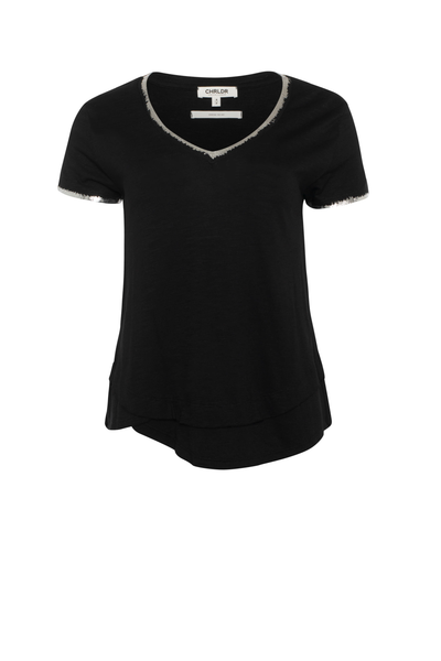 The Ava Foil V Neck Mock Layer Tee