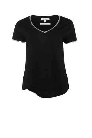 The Ava Foil V Neck Mock Layer Tee