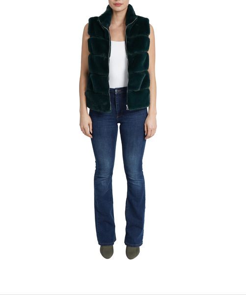 The Vince Faux Fur Vest -Emerald