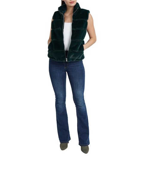 The Vince Faux Fur Vest -Emerald