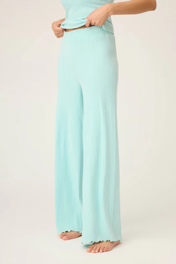 The Pointelle Essentials Solid Mint Open Leg Pant
