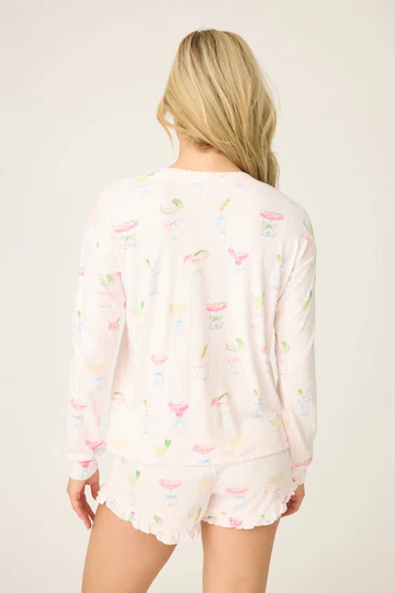 The Pretty Punch Cocktail Print Long Sleeve Top
