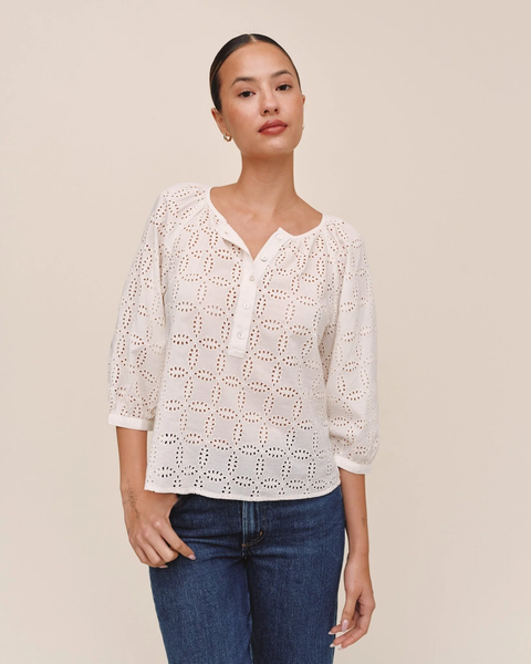 The 3/4 Sleeve Embroidered Pullover